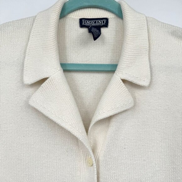 Lands’ End chunky collared cardigan sweater woman’s size Large 14 16 - Picture 2 of 10